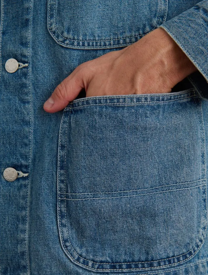 Alex Mill Denim Men Work Jacket In Vintage Wash Denim