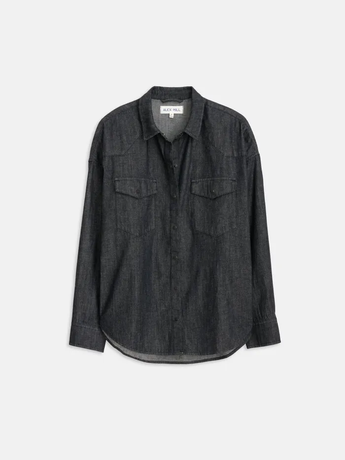 Alex Mill Denim Women Santa Fe Shirt In Black Denim Black Wash