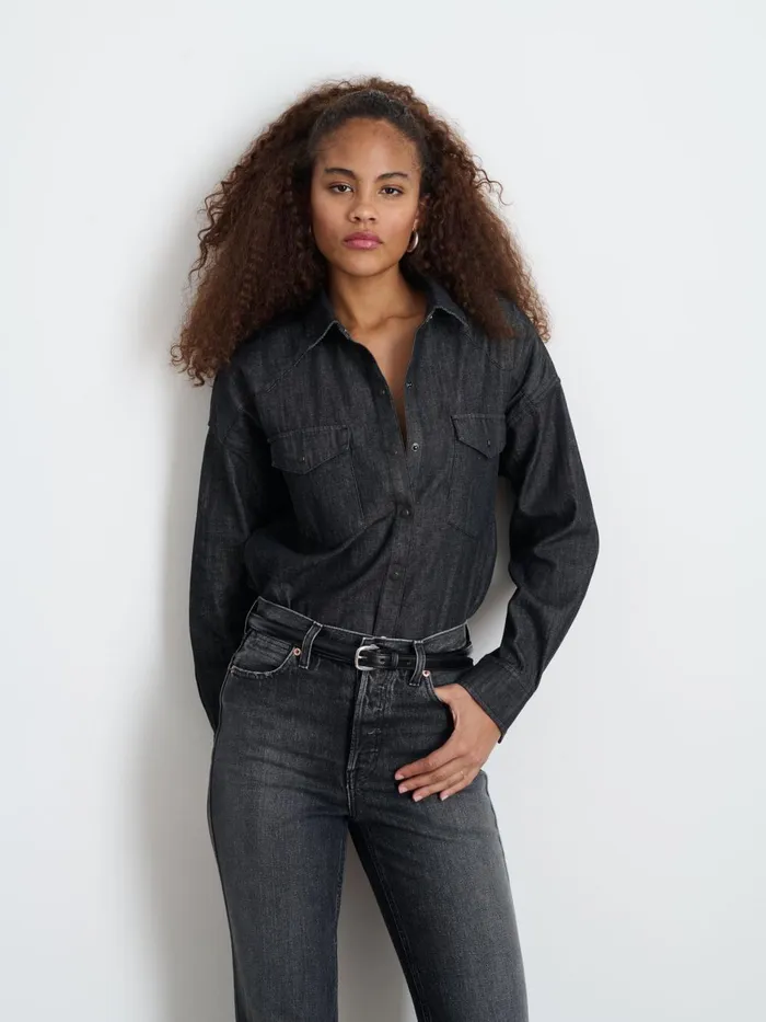 Alex Mill Denim Women Santa Fe Shirt In Black Denim Black Wash