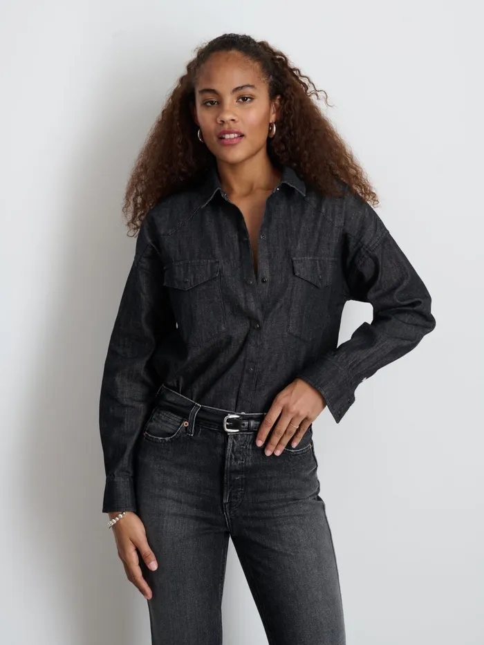 Alex Mill Denim Women Santa Fe Shirt In Black Denim Black Wash