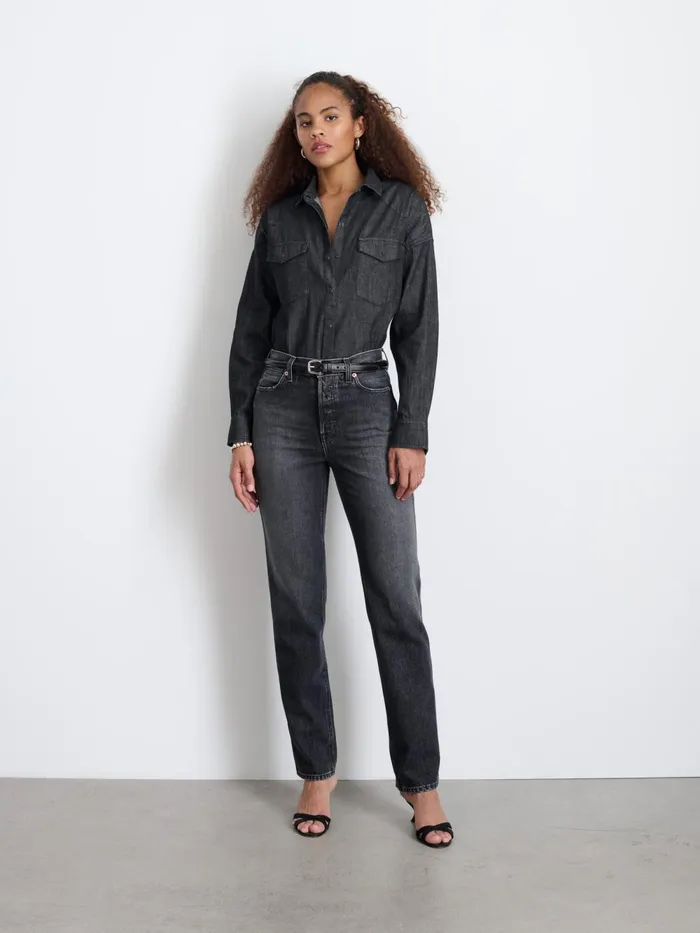 Alex Mill Denim Women Santa Fe Shirt In Black Denim Black Wash