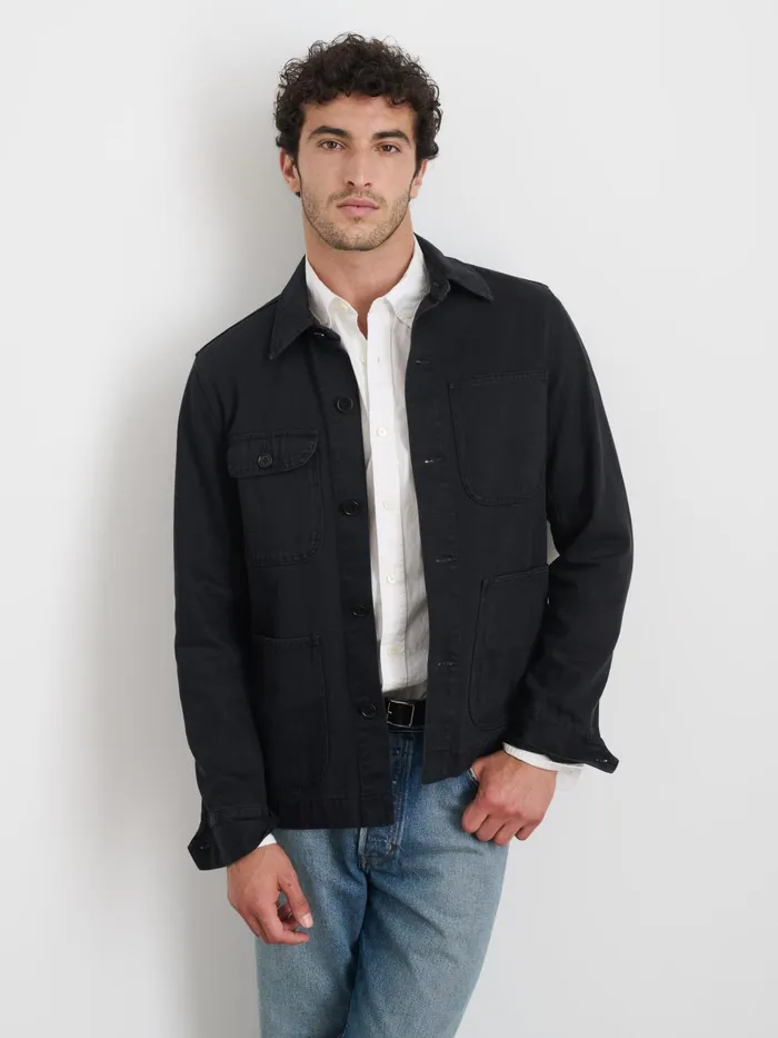 Alex Mill Jackets Coats Men Garment Dyed Work Jacket In Recycled Denim Washed Black