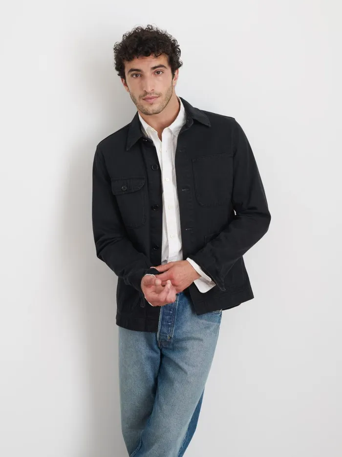 Alex Mill Jackets Coats Men Garment Dyed Work Jacket In Recycled Denim Washed Black