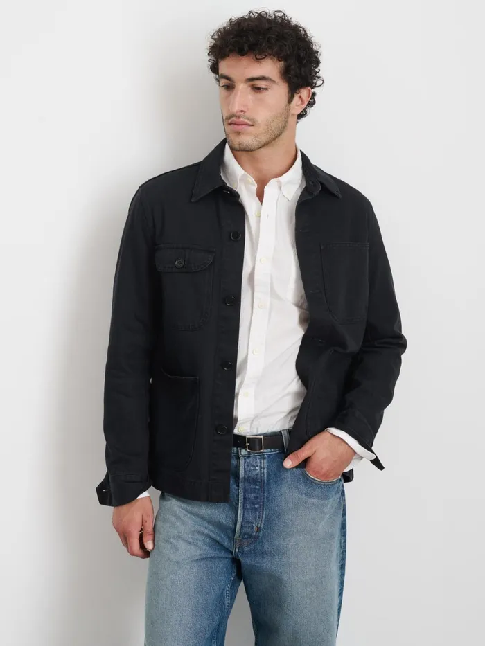 Alex Mill Jackets Coats Men Garment Dyed Work Jacket In Recycled Denim Washed Black