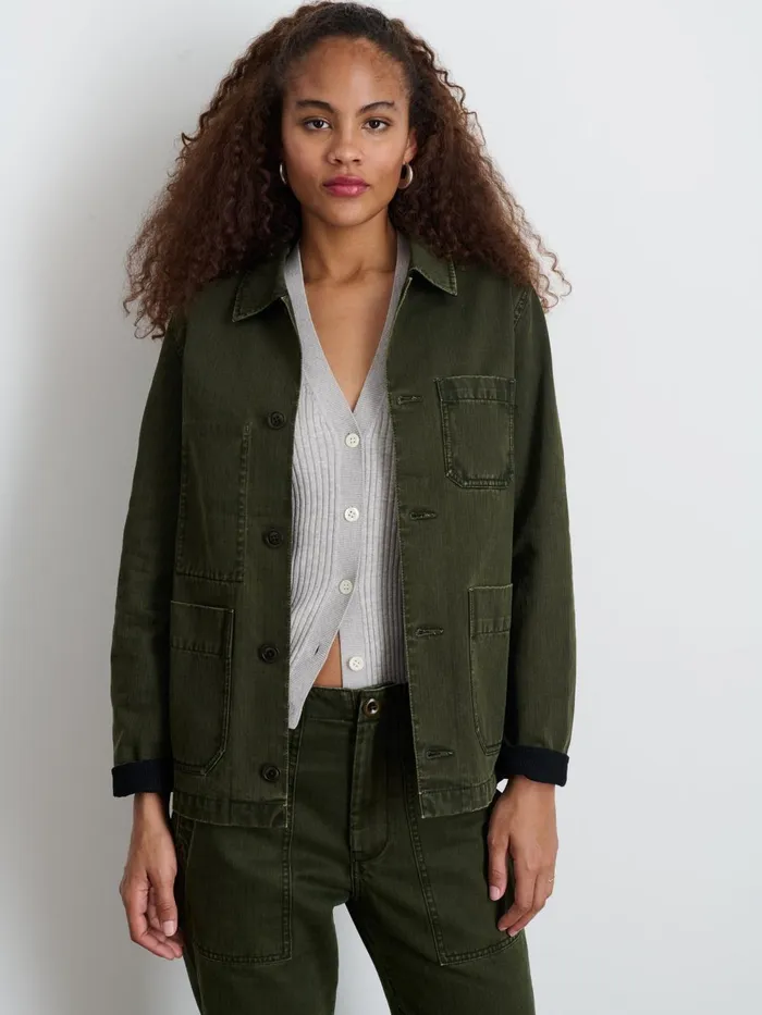 Alex Mill Jackets Outerwear Women Britt Work Jacket In Herringbone Military Olive