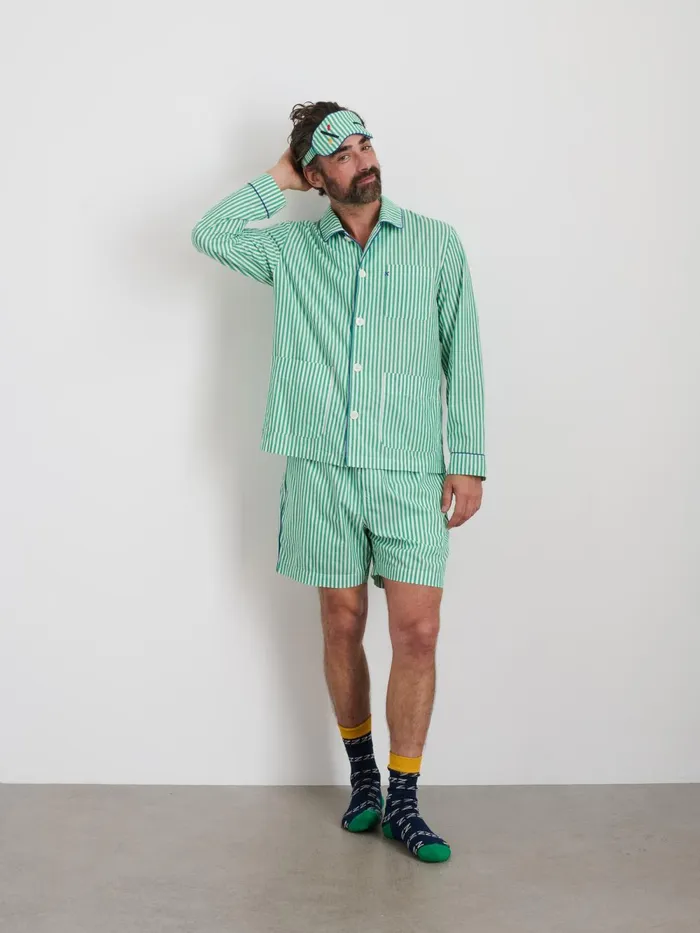 Alex Mill Pajamas Slippers Men P039jimmies Sleep Mask In Stripe Green Stripe