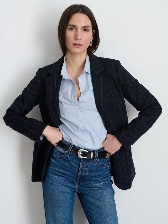 Alex Mill Set Dressing Women Soho Blazer In Chalk Stripe Wool