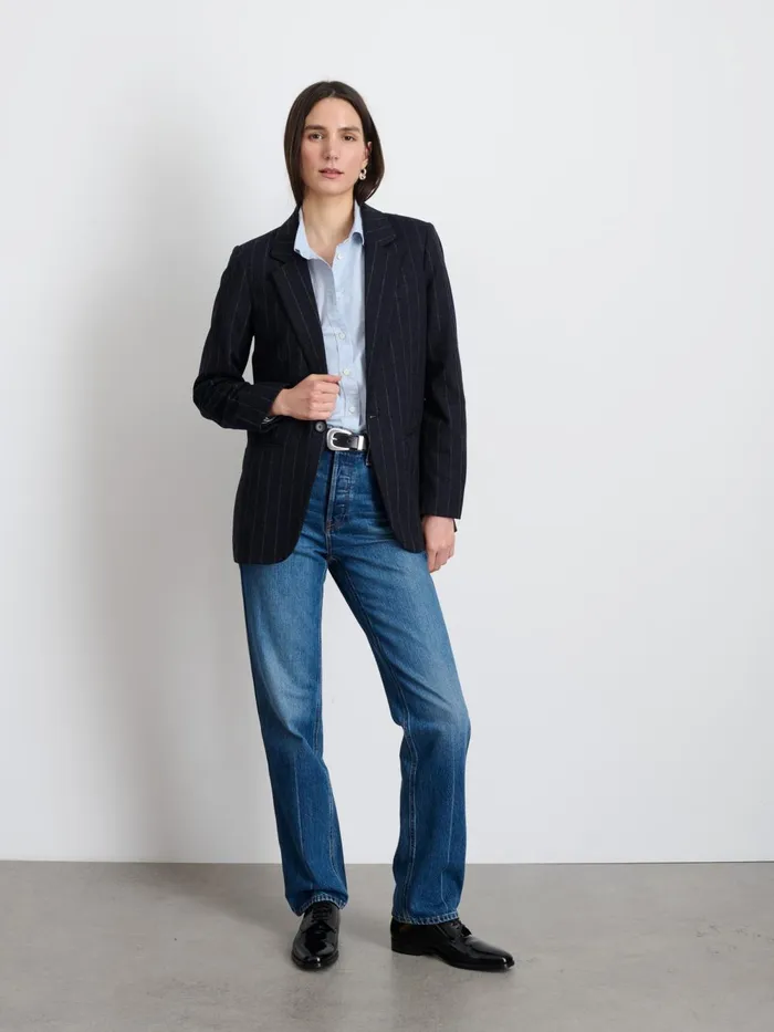 Alex Mill Set Dressing Women Soho Blazer In Chalk Stripe Wool