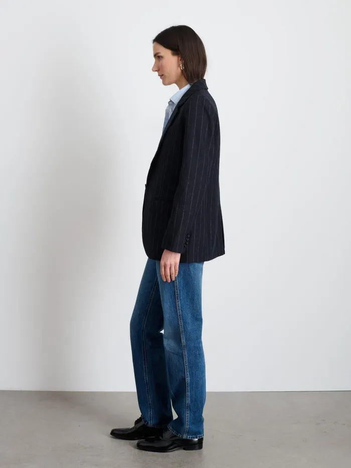 Alex Mill Set Dressing Women Soho Blazer In Chalk Stripe Wool
