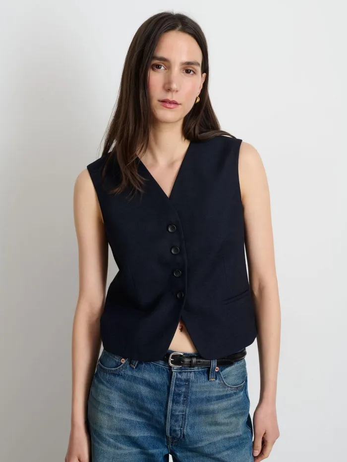 Alex Mill Set Dressing Women Soho Vest In Wool Dark Navy Alex Mill Set Dressing Women Soho Vest In Wool Dark Navy