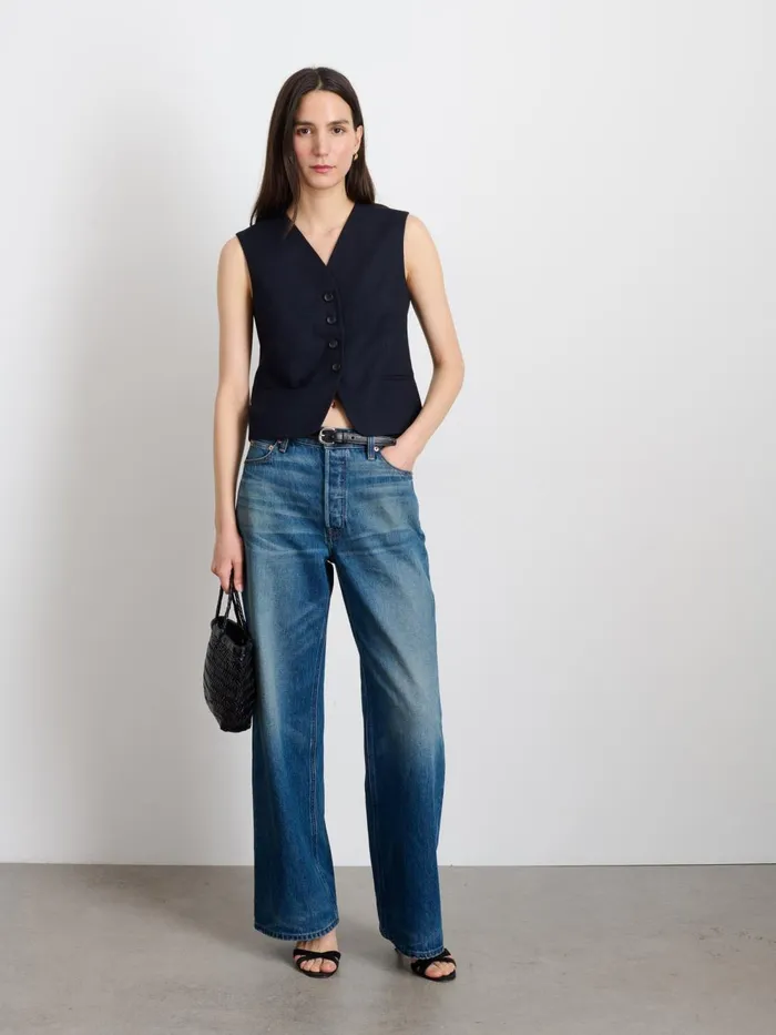 Alex Mill Set Dressing Women Soho Vest In Wool Dark Navy Alex Mill Set Dressing Women Soho Vest In Wool Dark Navy