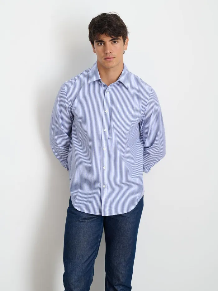 Alex Mill Shirts Men Mill Shirt In Striped Poplin Bluewhite