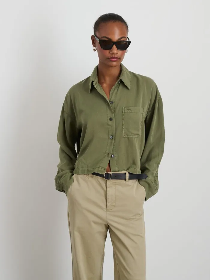 Alex Mill Shirts Tops Women Cropped Gemma Shirt Faded Olive