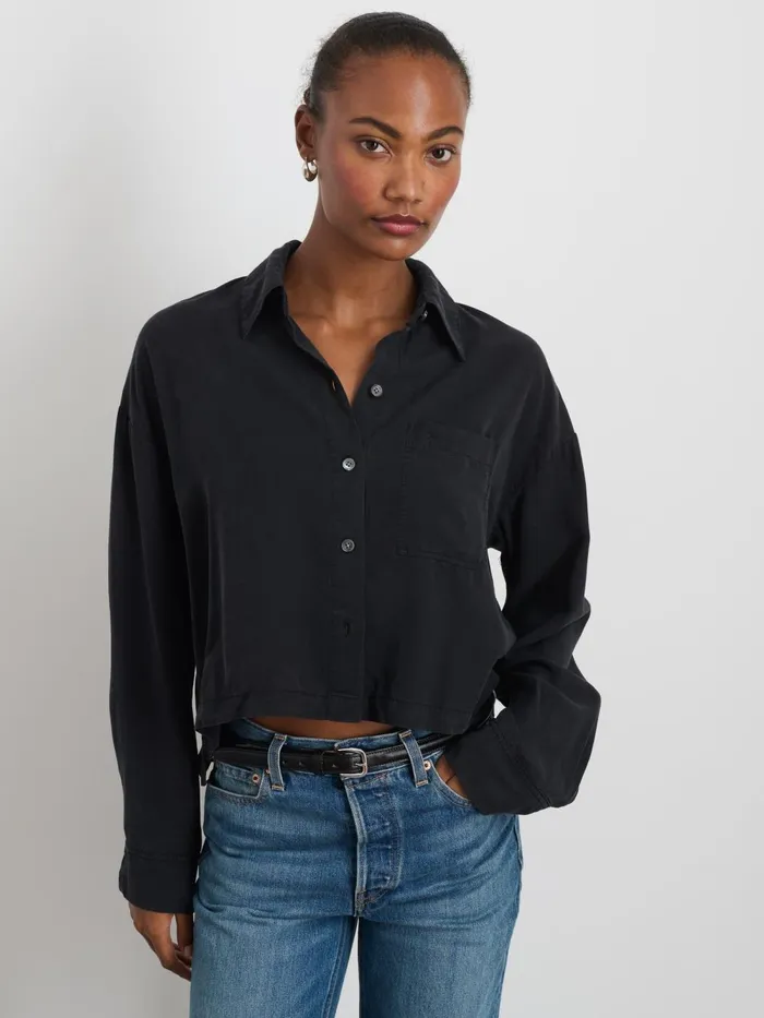 Alex Mill Shirts Tops Women Cropped Gemma Shirt Rich Black