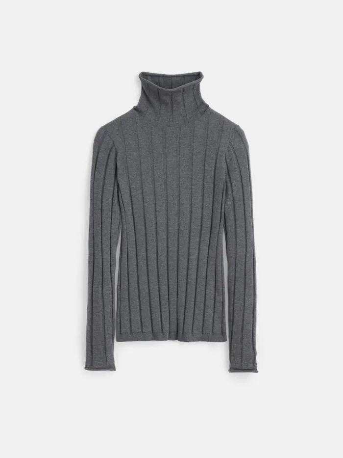 Alex Mill Sweaters Women Ellie Ribbed Turtleneck In Cotton Cashmere Heather Grey