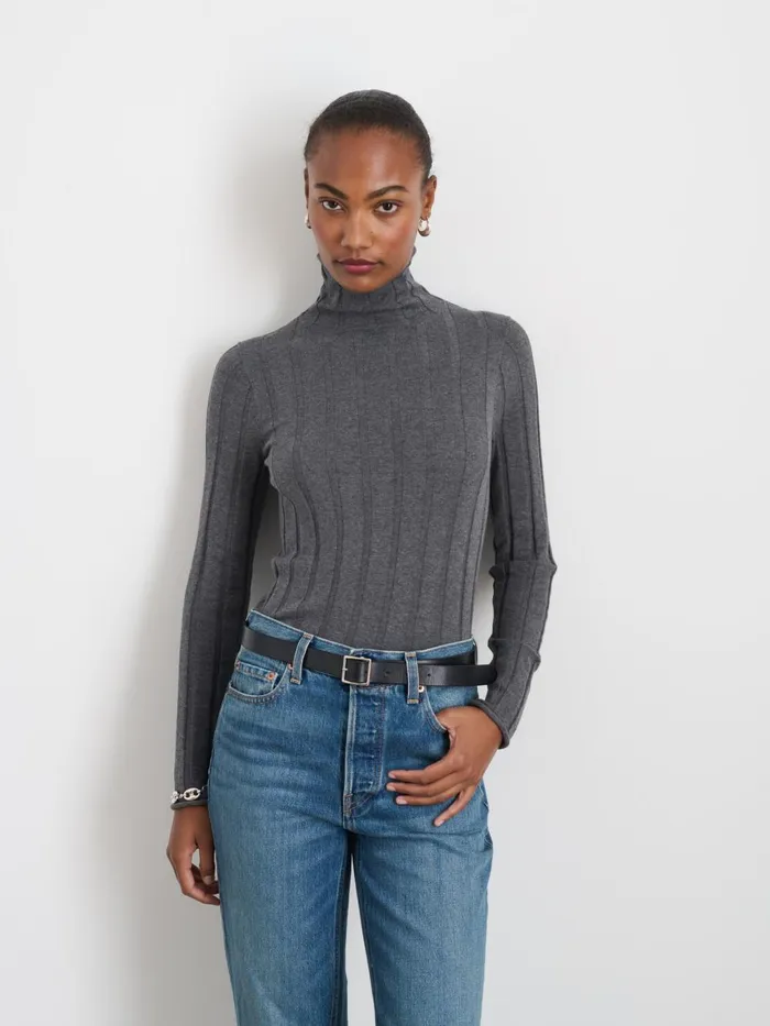 Alex Mill Sweaters Women Ellie Ribbed Turtleneck In Cotton Cashmere Heather Grey Alex Mill Sweaters Women Ellie Ribbed Turtleneck In Cotton Cashmere Heather Grey