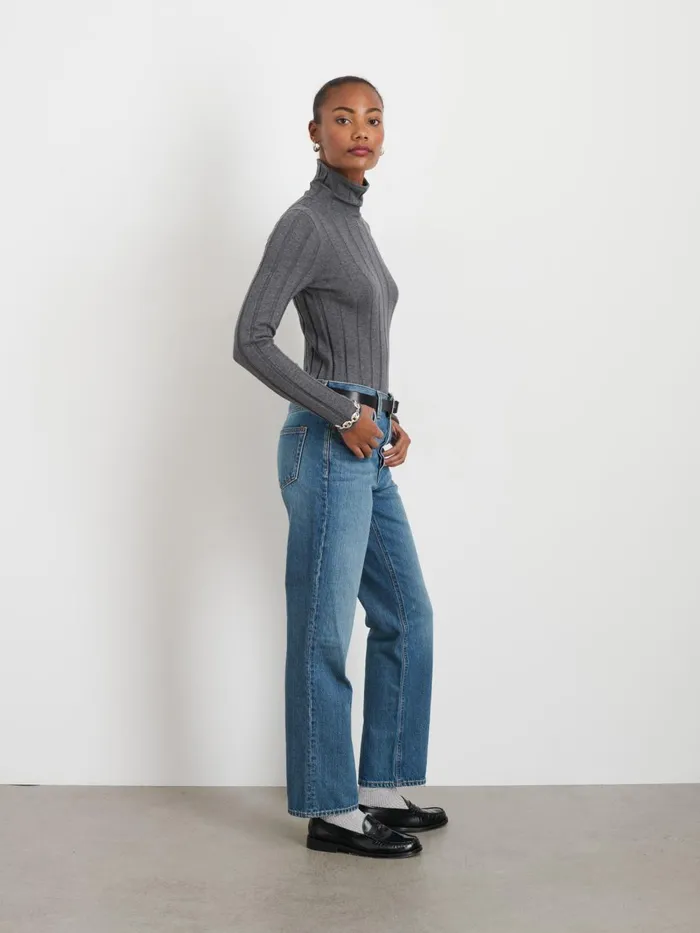 Alex Mill Sweaters Women Ellie Ribbed Turtleneck In Cotton Cashmere Heather Grey Alex Mill Sweaters Women Ellie Ribbed Turtleneck In Cotton Cashmere Heather Grey