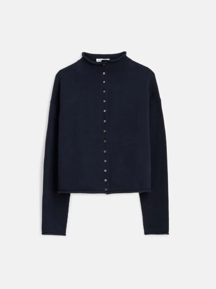 Alex Mill Sweaters Women Taylor Rollneck Cardigan In Cotton Cashmere Navy
