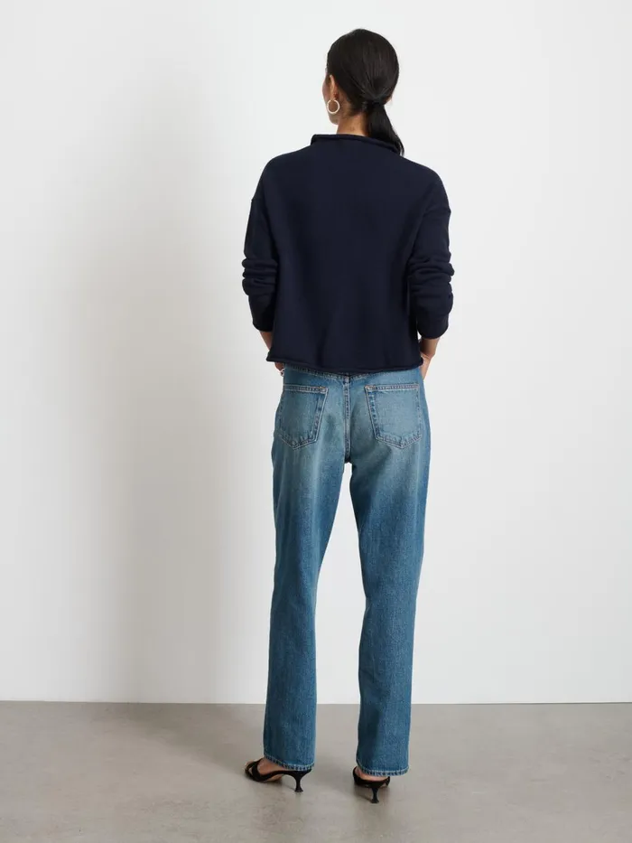 Alex Mill Sweaters Women Taylor Rollneck Cardigan In Cotton Cashmere Navy