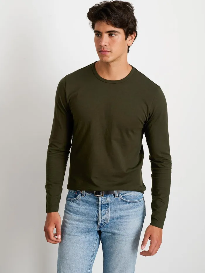 Alex Mill Tees Polos Men Standard LongSleeve TShirt In Slub Cotton Deep Forest