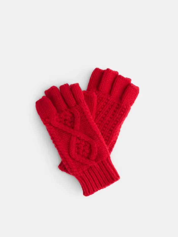 Alex Mill Women Aran CableGlovesInWool Crimson