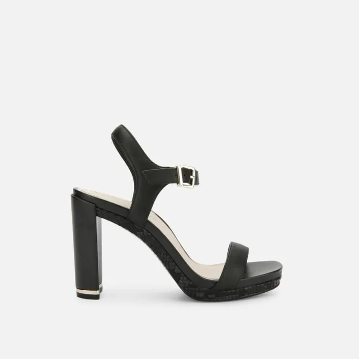 Andra Heeled Leather Sandal Black Women Kenneth Cole Heels