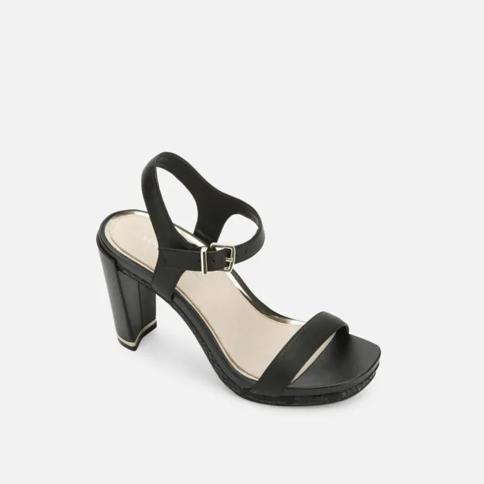 Andra Heeled Leather Sandal Black Women Kenneth Cole Heels