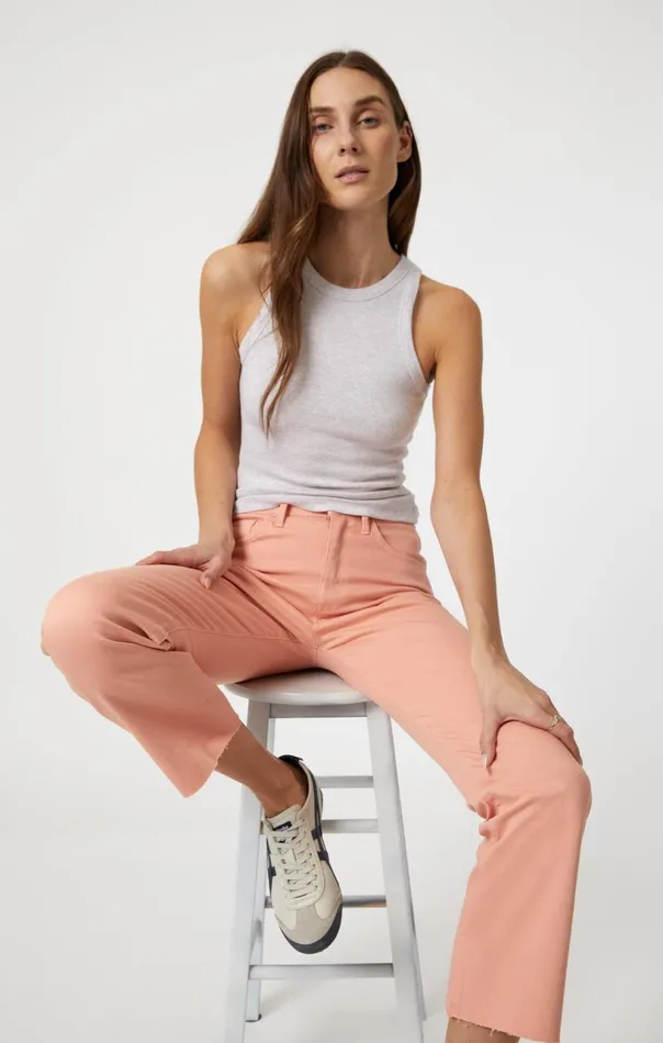 Anika Crop Flare In Peach Fuzz Flex Blue Women Mavi Jeans Denim