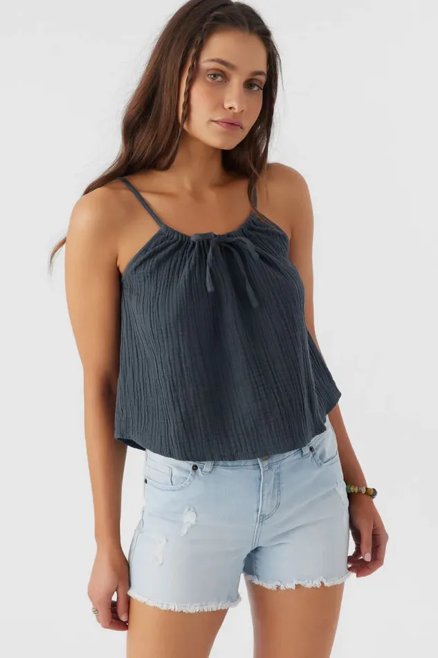 ANYA CRINKLE DOUBLE GAUZE TANK TOP Slate Women O039NEILL Collections
