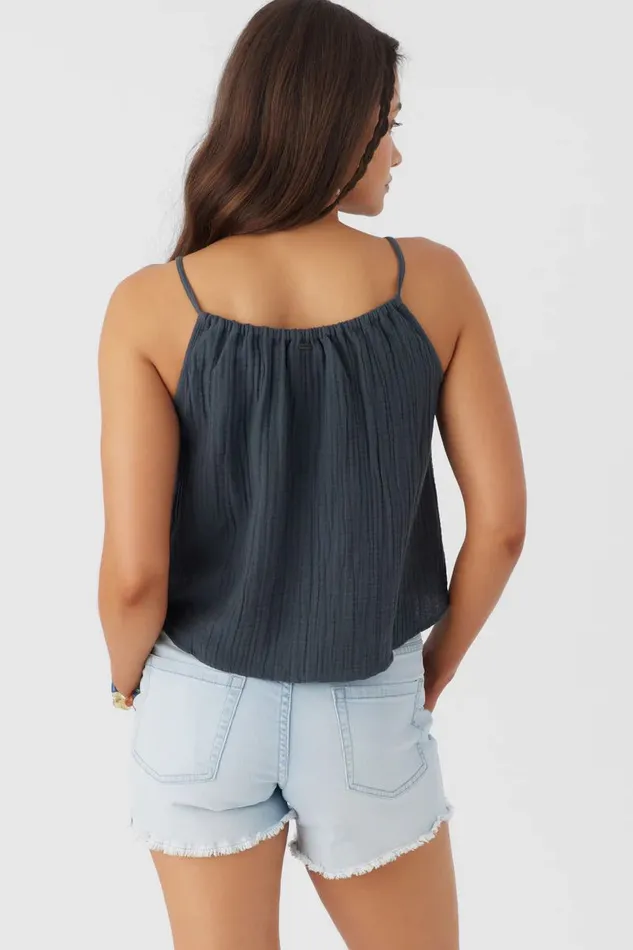 ANYA CRINKLE DOUBLE GAUZE TANK TOP Slate Women O039NEILL Collections