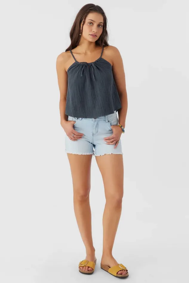 ANYA CRINKLE DOUBLE GAUZE TANK TOP Slate Women O039NEILL Collections