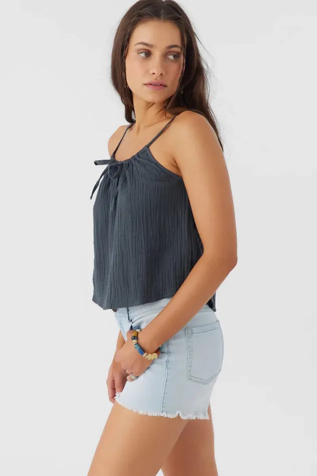 ANYA CRINKLE DOUBLE GAUZE TANK TOP Slate Women O039NEILL Collections