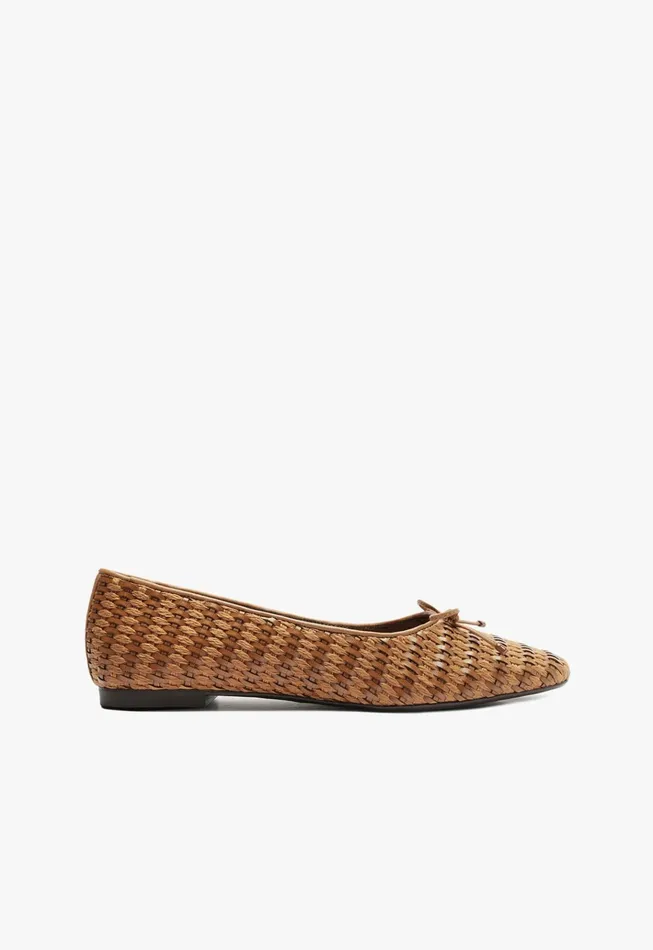 Arissa Straw Ballet Flat Brown Women Schutz Shoes Ballerinas