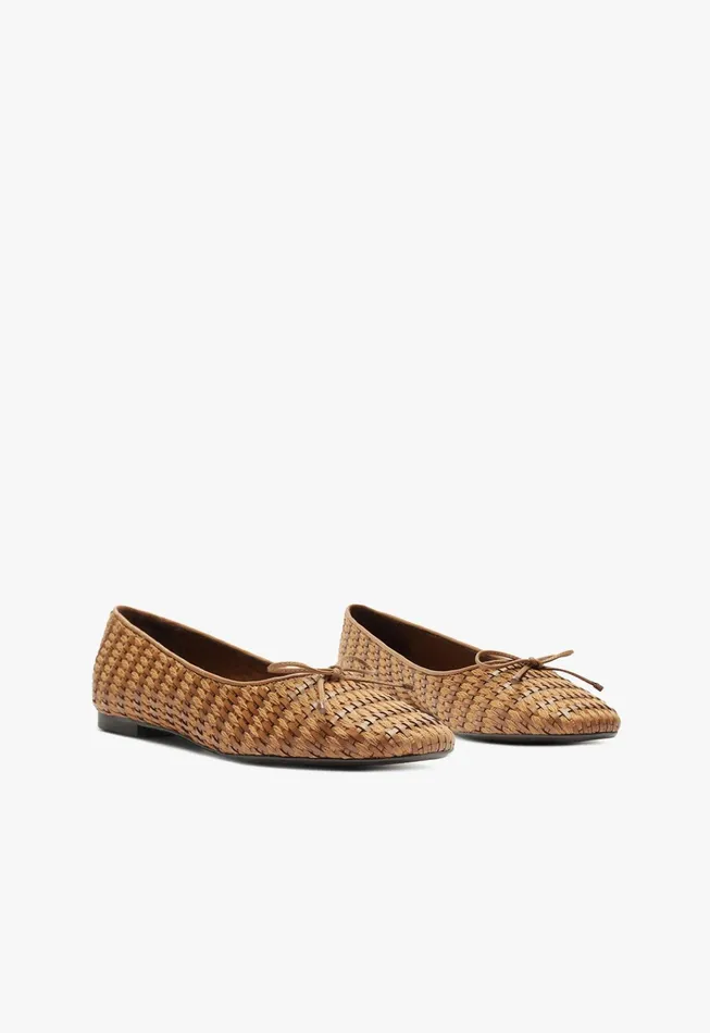 Arissa Straw Ballet Flat Brown Women Schutz Shoes Ballerinas