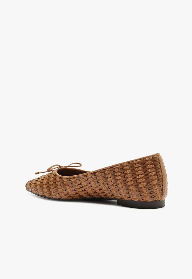 Arissa Straw Ballet Flat Brown Women Schutz Shoes Ballerinas