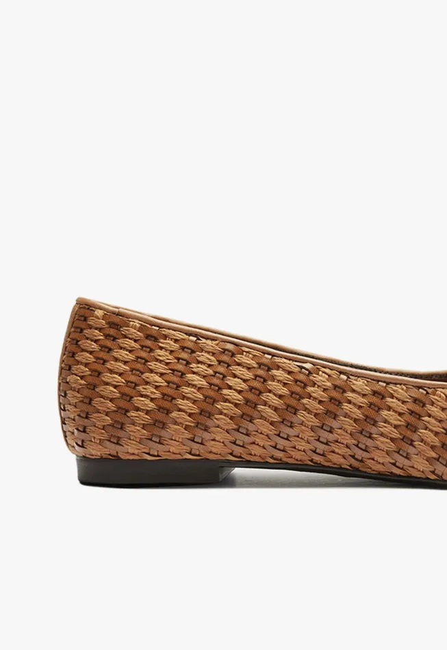 Arissa Straw Ballet Flat Brown Women Schutz Shoes Ballerinas