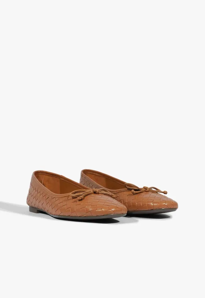 Arissa Woven Ballet Flat Brown Women Schutz Shoes Ballerinas
