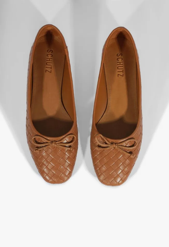 Arissa Woven Ballet Flat Brown Women Schutz Shoes Ballerinas