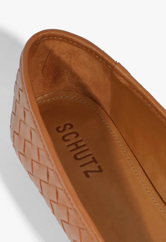 Arissa Woven Ballet Flat Brown Women Schutz Shoes Ballerinas