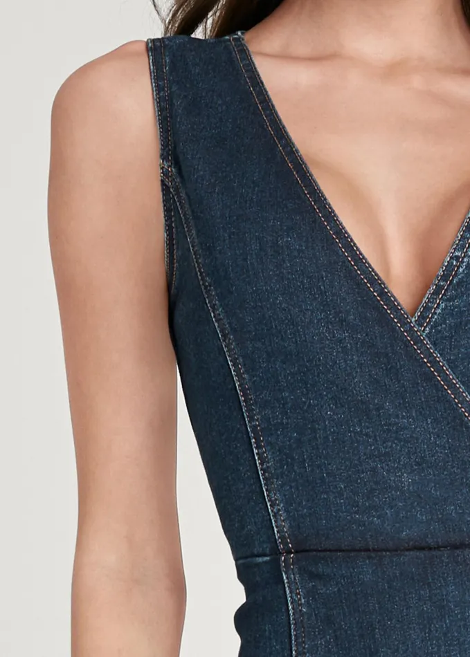 ASYMMETRICAL DENIM DRESS Dark Wash Women VENUS Sundresses