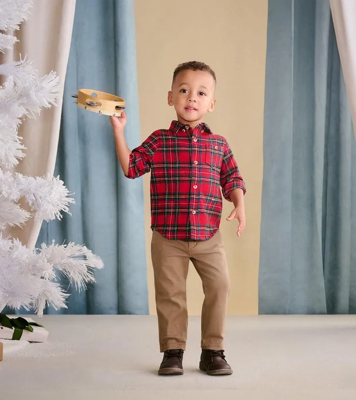 Baby and Toddler Red Plaid Button Down Shirt Hatley