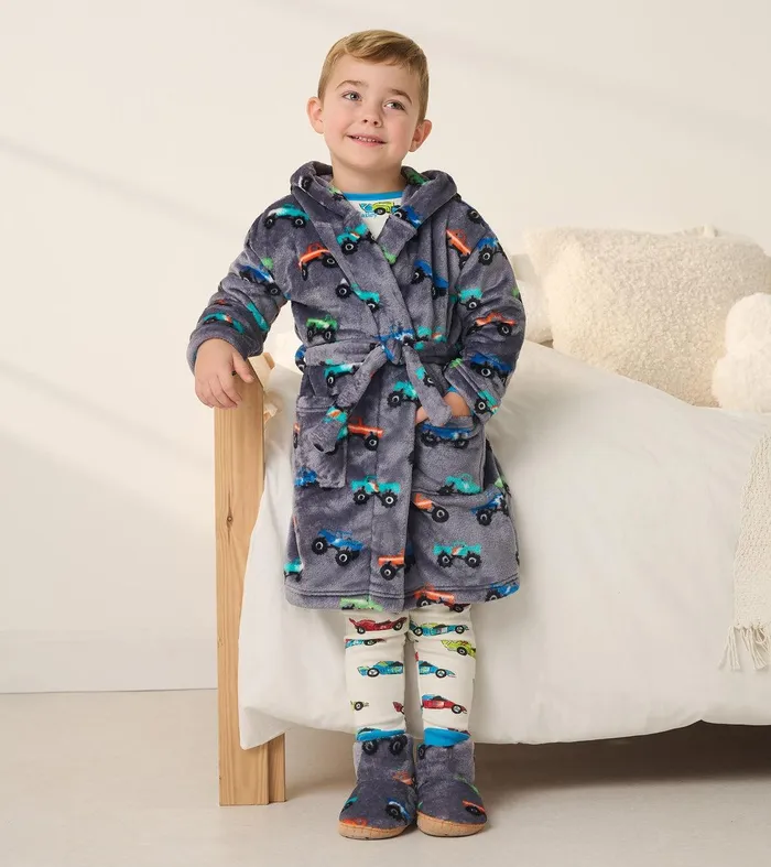 Baby Boys Monster Trucks Fleece Robe Hatley