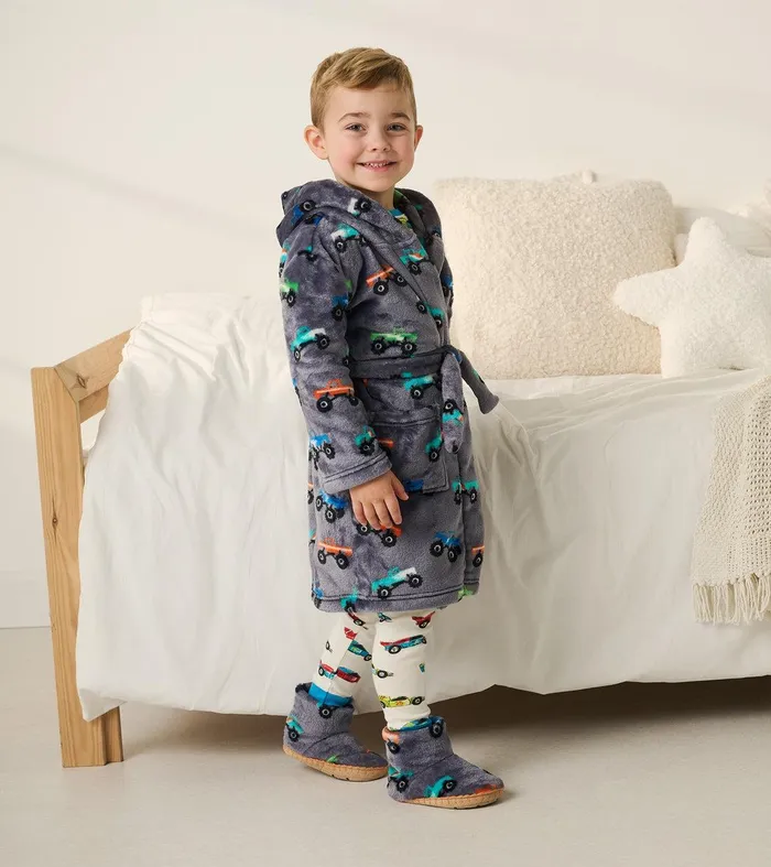 Baby Boys Monster Trucks Fleece Robe Hatley