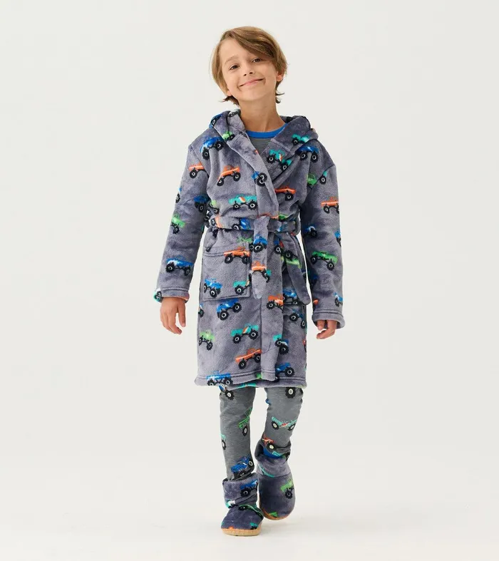 Baby Boys Monster Trucks Fleece Robe Hatley