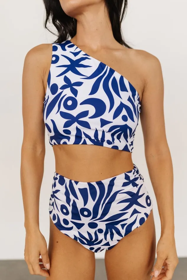 Baltic Born Bikini Women Bali One Shoulder Bikini Top White Navy Baltic Born Bikini Women Bali One Shoulder Bikini Top White Navy