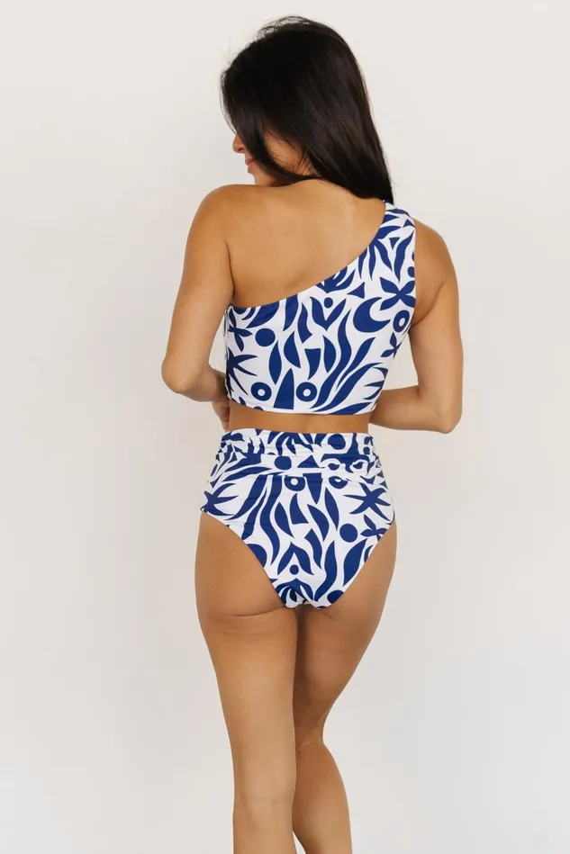 Baltic Born Bikini Women Bali One Shoulder Bikini Top White Navy Baltic Born Bikini Women Bali One Shoulder Bikini Top White Navy