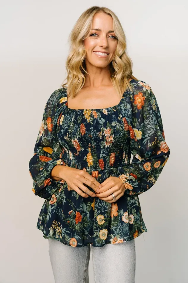 Baltic Born Blouses Shirts Women Ollie Smocked Top Navy Multi Baltic Born Blouses Shirts Women Ollie Smocked Top Navy Multi