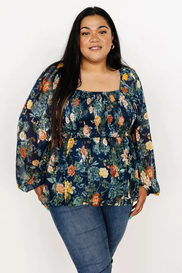 Baltic Born Blouses Shirts Women Ollie Smocked Top Navy Multi Baltic Born Blouses Shirts Women Ollie Smocked Top Navy Multi