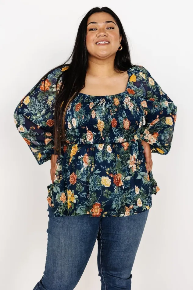Baltic Born Blouses Shirts Women Ollie Smocked Top Navy Multi Baltic Born Blouses Shirts Women Ollie Smocked Top Navy Multi