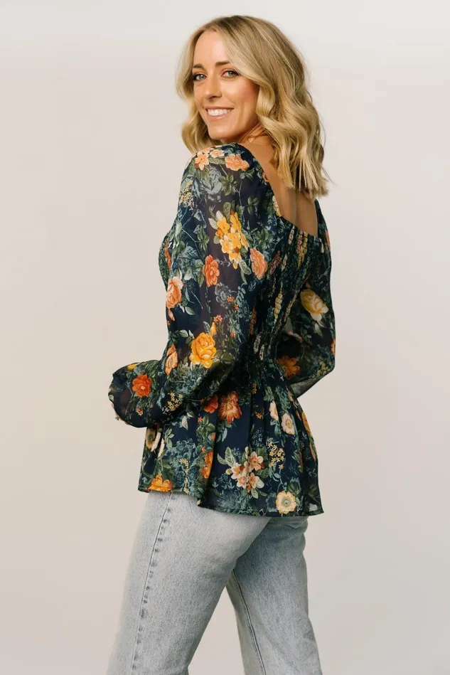 Baltic Born Blouses Shirts Women Ollie Smocked Top Navy Multi Baltic Born Blouses Shirts Women Ollie Smocked Top Navy Multi